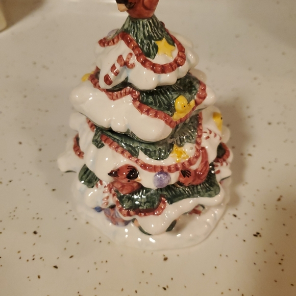 Fitz and Floyd Omnibus Christmas Tree Sugar Bowl and Lid, EUC - Picture 2 of 9